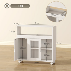 Desserte salle de bain 2 + 1 portes étagère niche 2 compartiments blanc