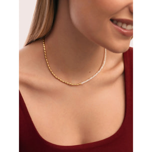 Collar New Pearl Acero Baño Oro