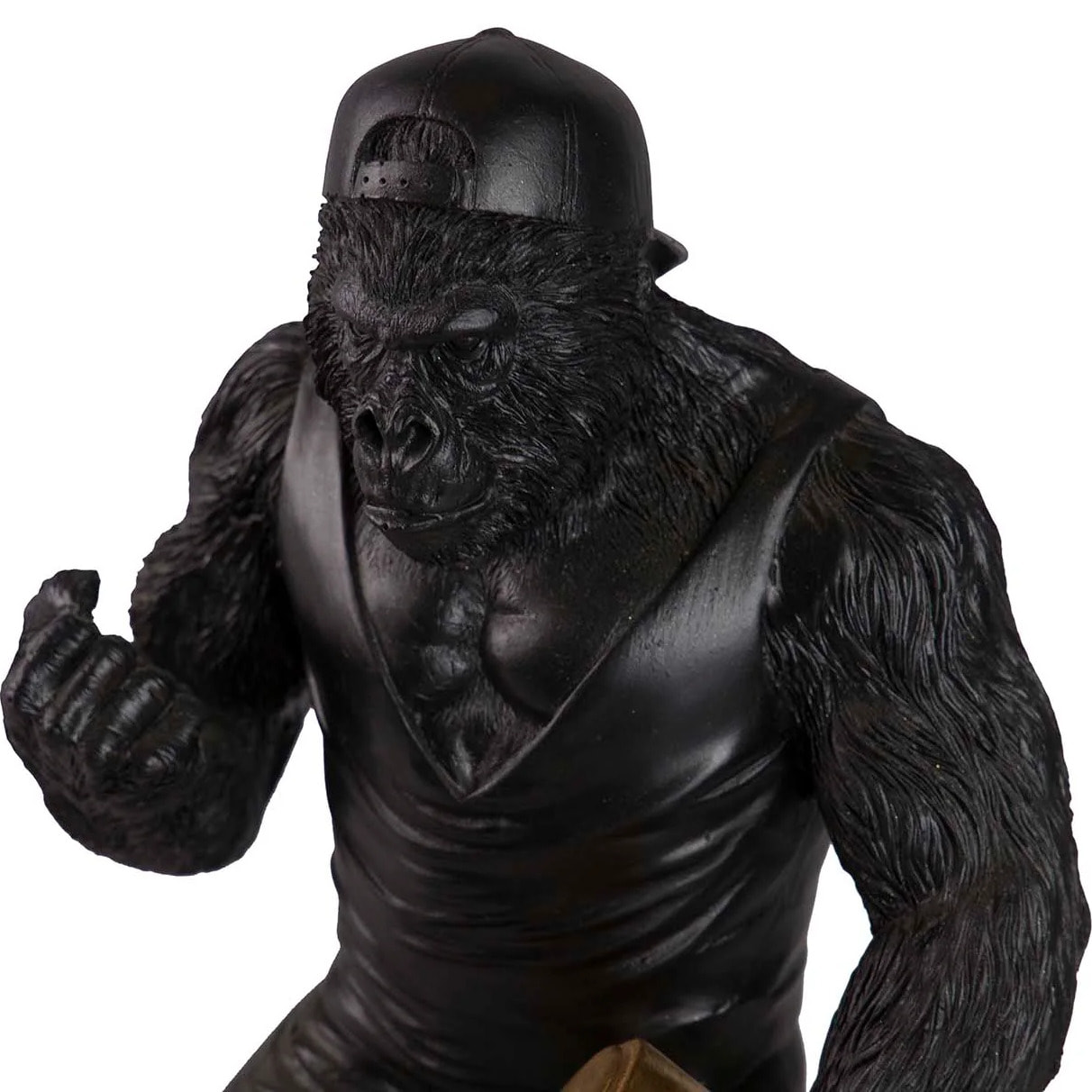 Figura Kingkong Pesas Resina Negra 16x13x27 Cm