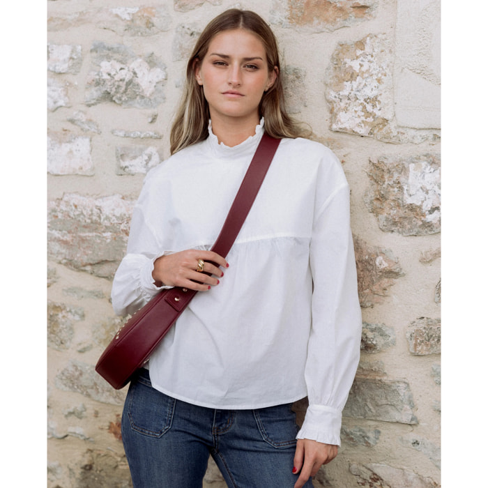 Blusa manga larga con canesú delantero