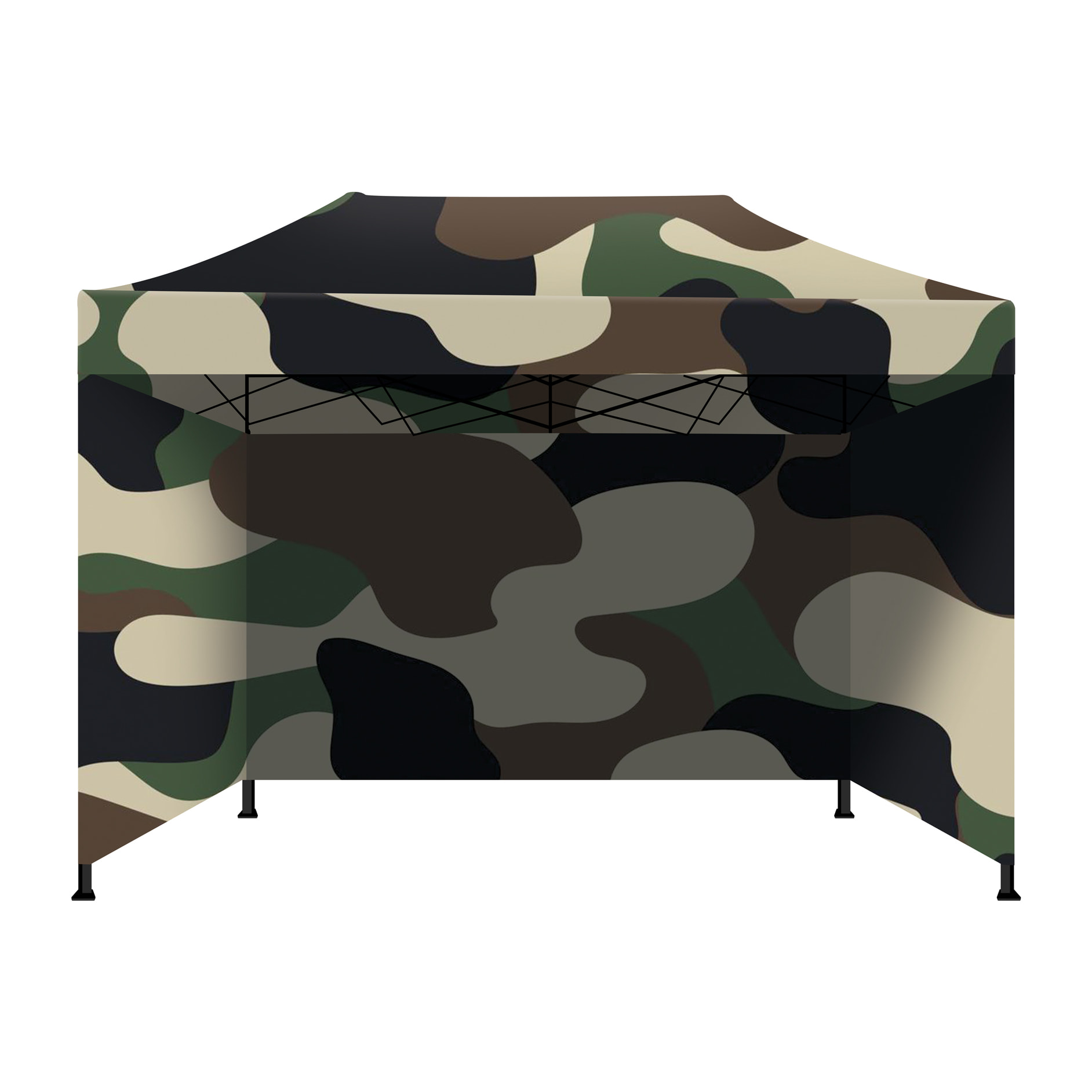 Taman Tenda / Gazebo Per Giardino 3X4,5 Mt Impermeabile Tendone Pieghevole Per Fiere E Mercati Con Teli Laterali Colore Camouflage