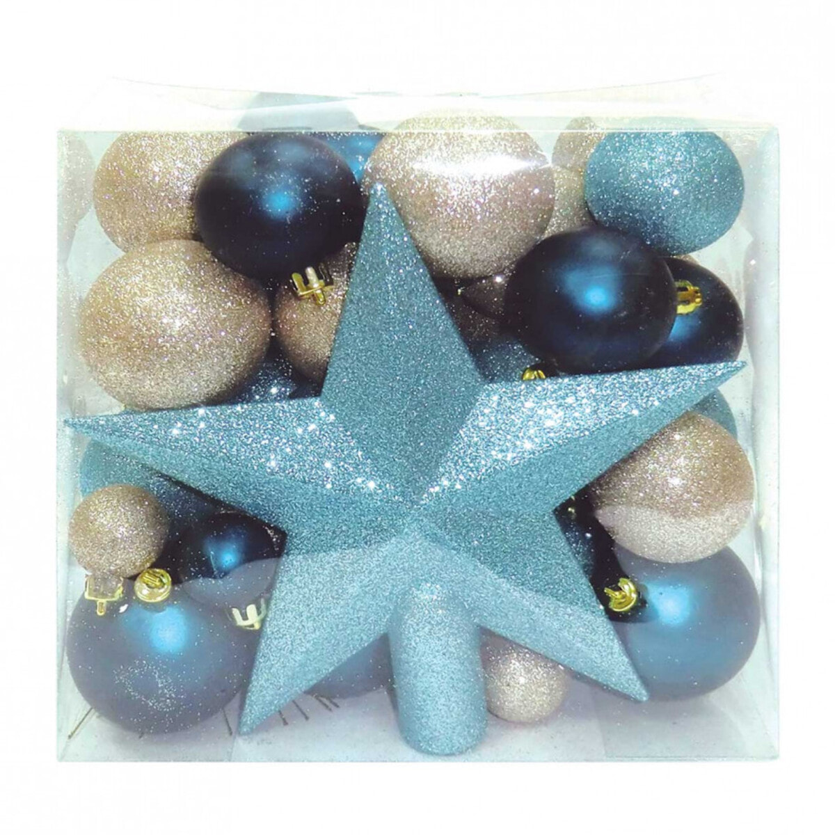Coffret de 50 boules or et bleu