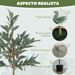 Árbol Artificial de Laurel 120 cm Planta Artificial Decorativa Grande Decoración para Hogar Oficina Balcón Dormitorio Verde