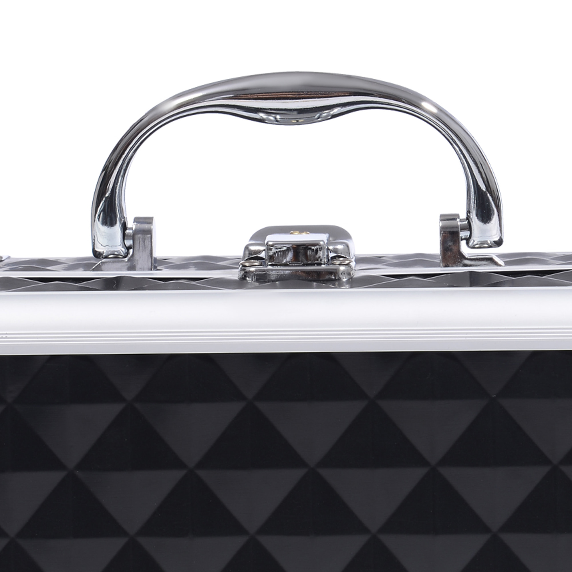 Maletín de Maquillaje Organizador Cosméticos Profesional Estuche de Maquillaje Caja de Belleza Portátil Con Espejo Cerradura Varios Compartimientos 20x15x15cm Aluminio Negro