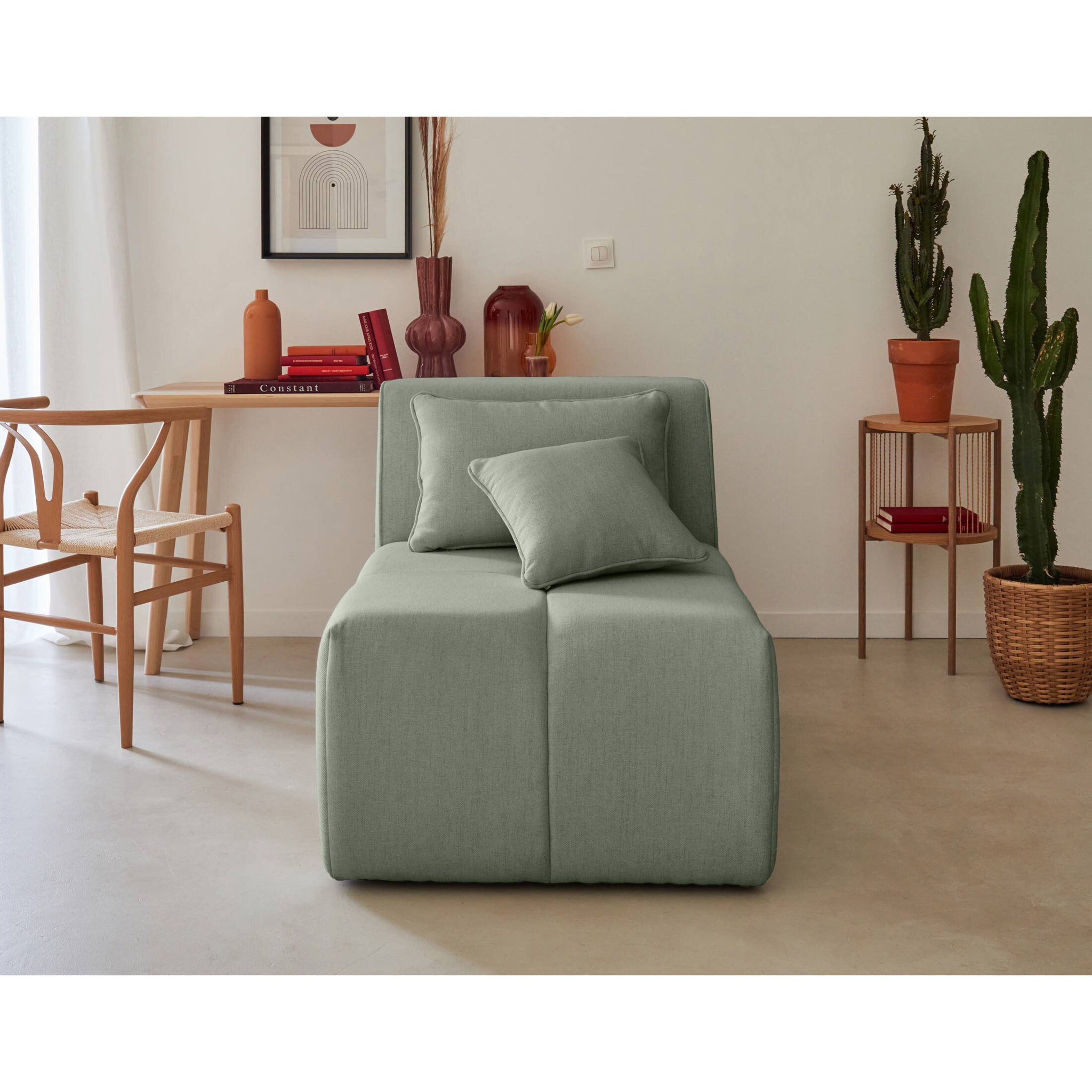 Caracas - module d'assise sans accoudoirs - en tissu - Vert sauge