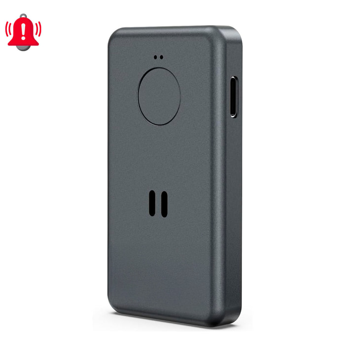 Alarma SOS personal con sonido de 130dB. Batería recargable con hasta 90 minutos de sonido continuo.