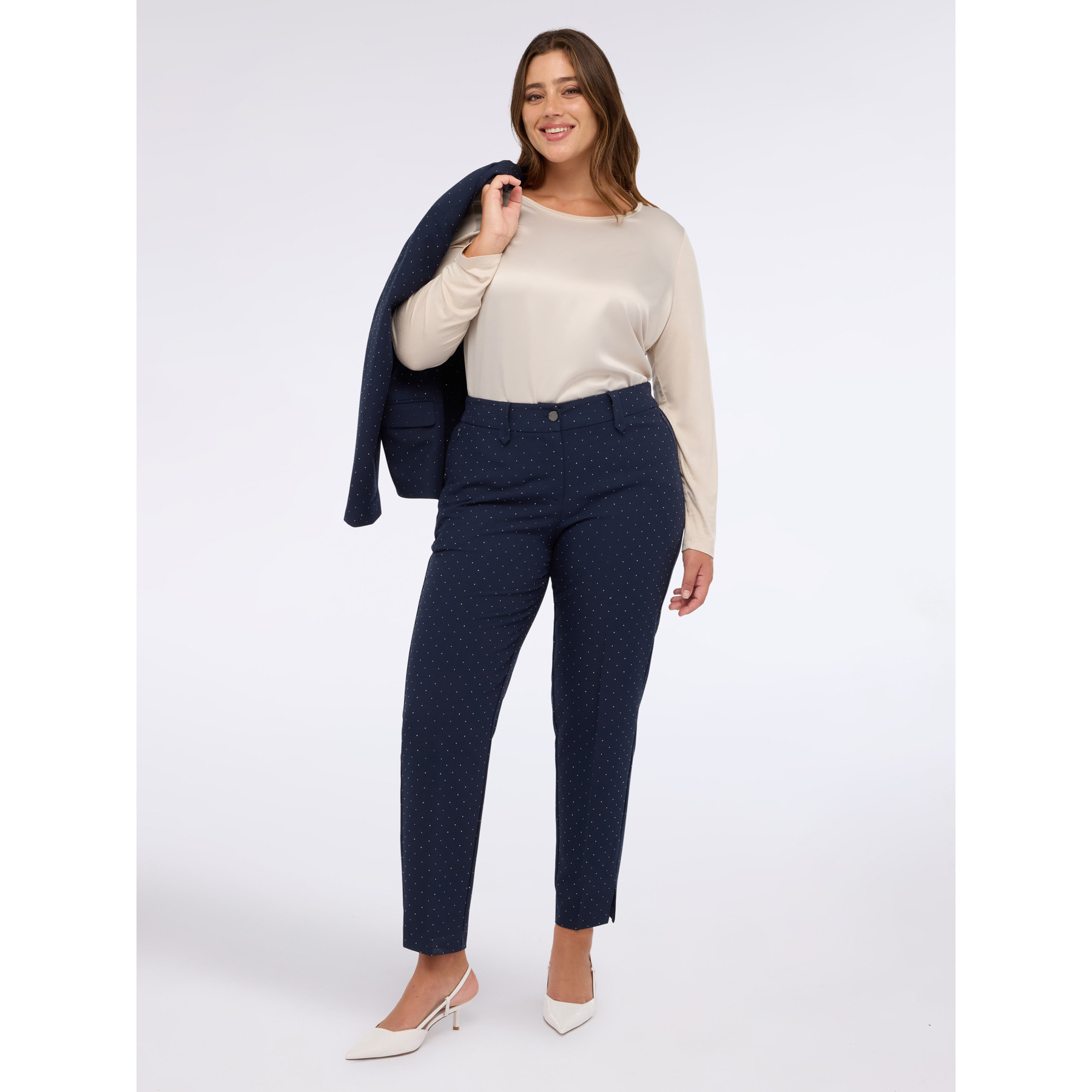 Fiorella Rubino - Camiseta bimatérica de manga larga - Beige