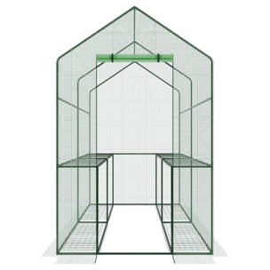 Serra Da Giardino Per Orto Con 4 Ripiani In Metallo Telaio In Acciaio Telo Retinato In Propilene Trasparente Porta Avvolgibile 186x120x190 Cm