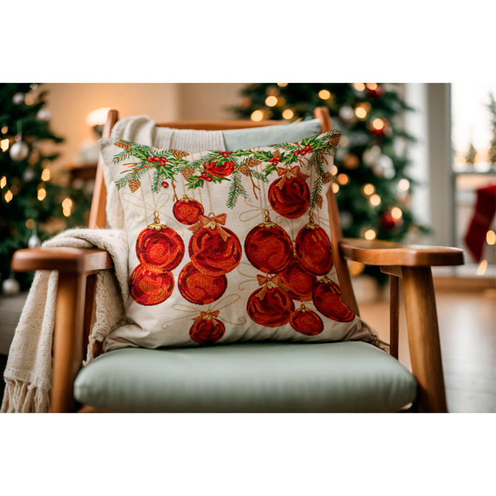 COPPIA CUSCINI ARREDO JACQUARD SFODERABILI 50X50 CM PALLINE