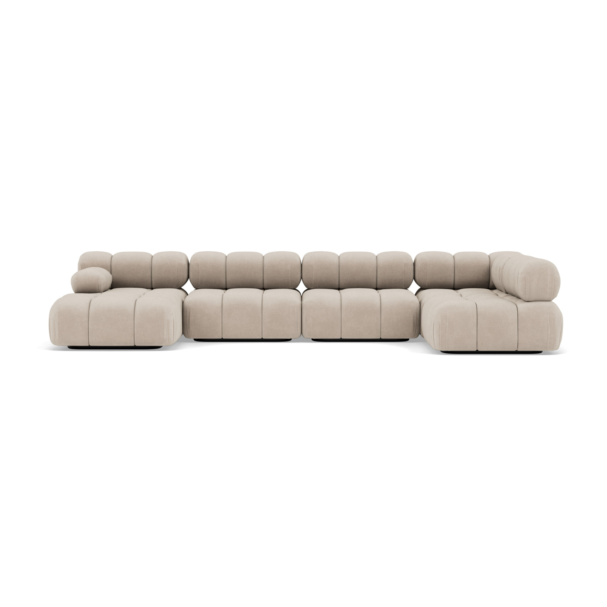 Ruby - canapé panoramique modulable d'angle droit 7 places en velours texturé - Beige