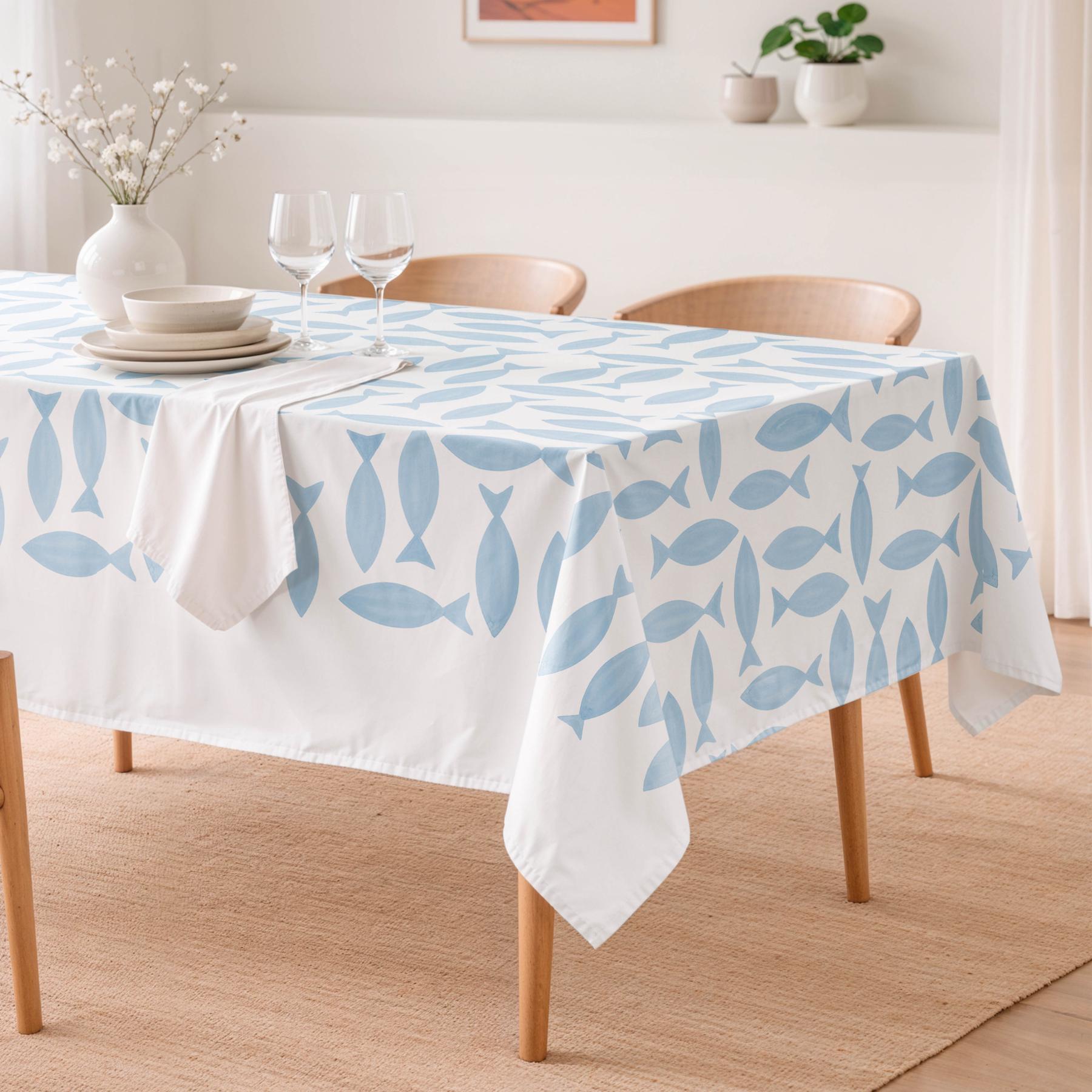 Nappe anti-taches NERINA BLEU - en 100 % coton