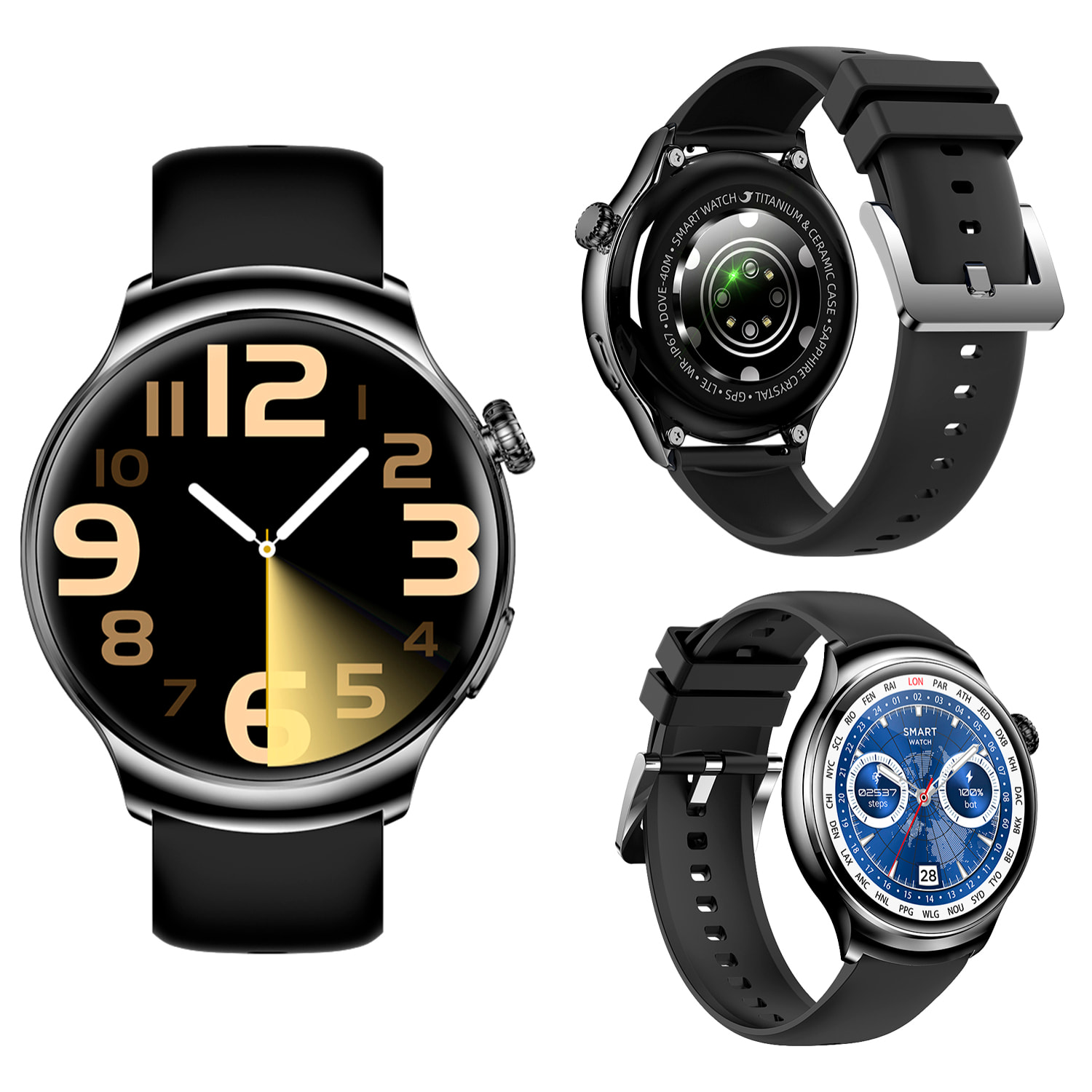 Smartwatch Z93 Pro con pantalla AMOLED, monitor de salud, modos deportivos, temperatura corporal y llamadas bluetooth.