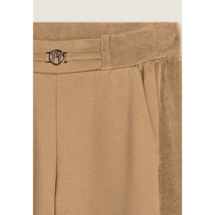 Pantaloni wide leg in viscosa con dettagli in ciniglia