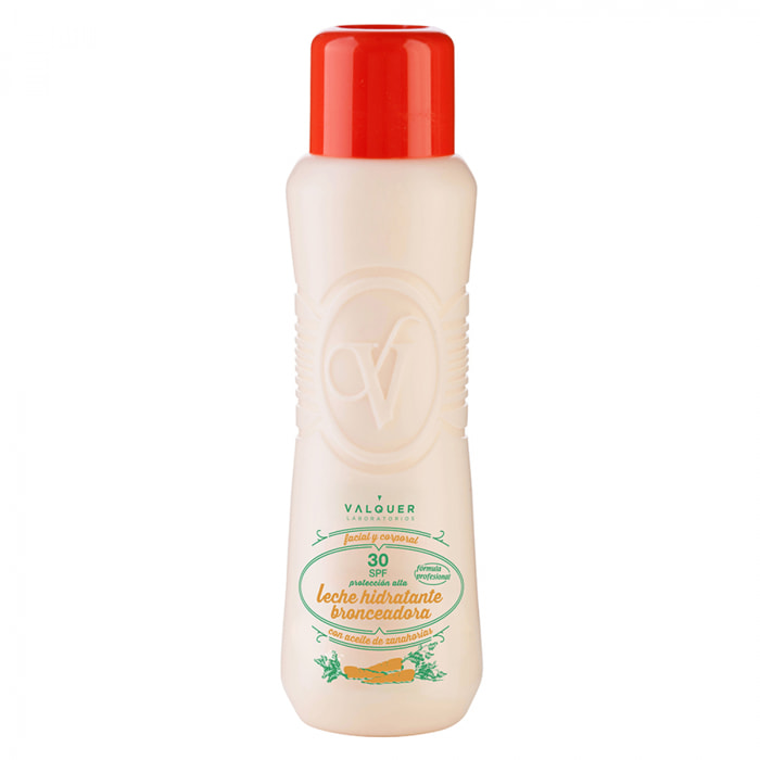 Valquer Leche hidratante bronceadora de zanahorias facial y corporal SPF 30 - 480 ml