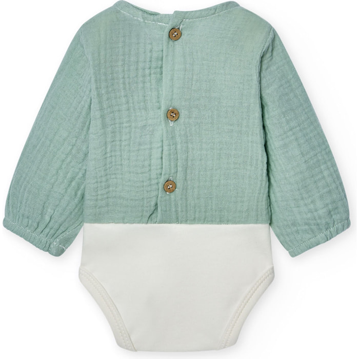 Body bebé manga larga bambula botones