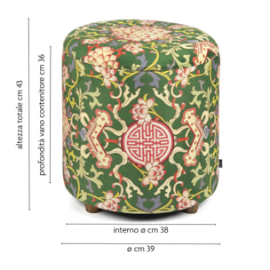 Pouf contenitore Excelsa La Via Della Seta velluto e legno 39x39x43 cm multicolore