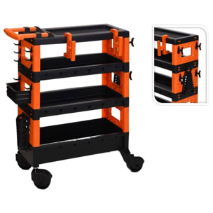 Well home carro de transporte 68x35x87,5cm en color negro y naranja