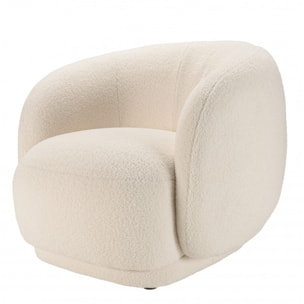 LEOPOLD - Fauteuil arrondi en tissu bouclette écru