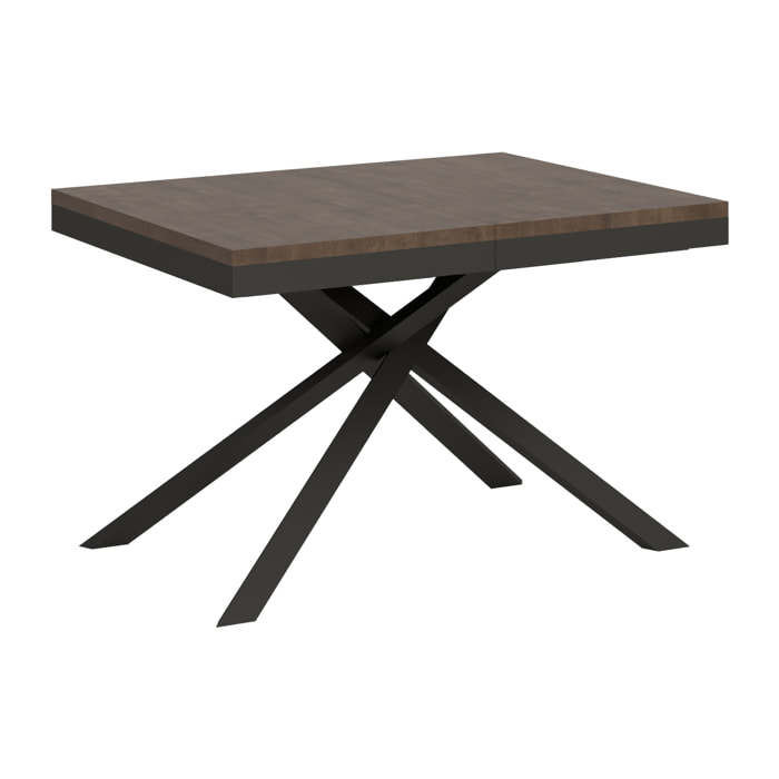 Table extensible 90x120/380 cm Karida Evolution noyer cadre anthracite