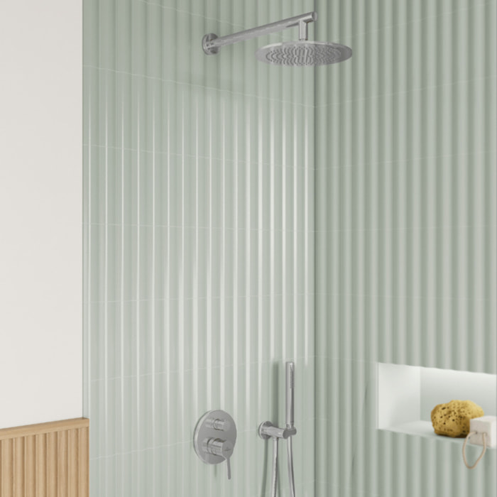 Support mural pour douchette avec raccordement Universal Showers rond chromé