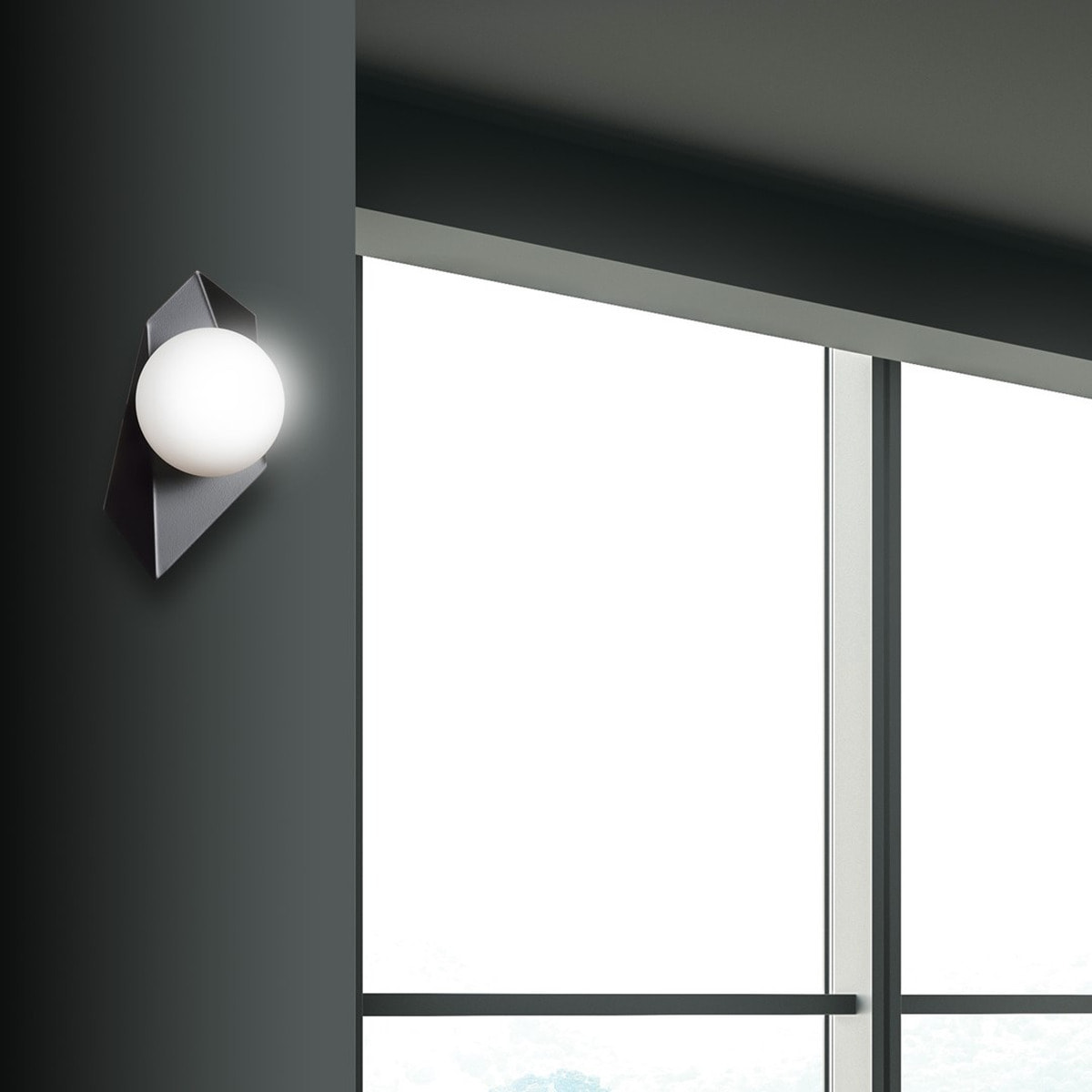 Lampada a parete Drifton in acciaio nero e vetro