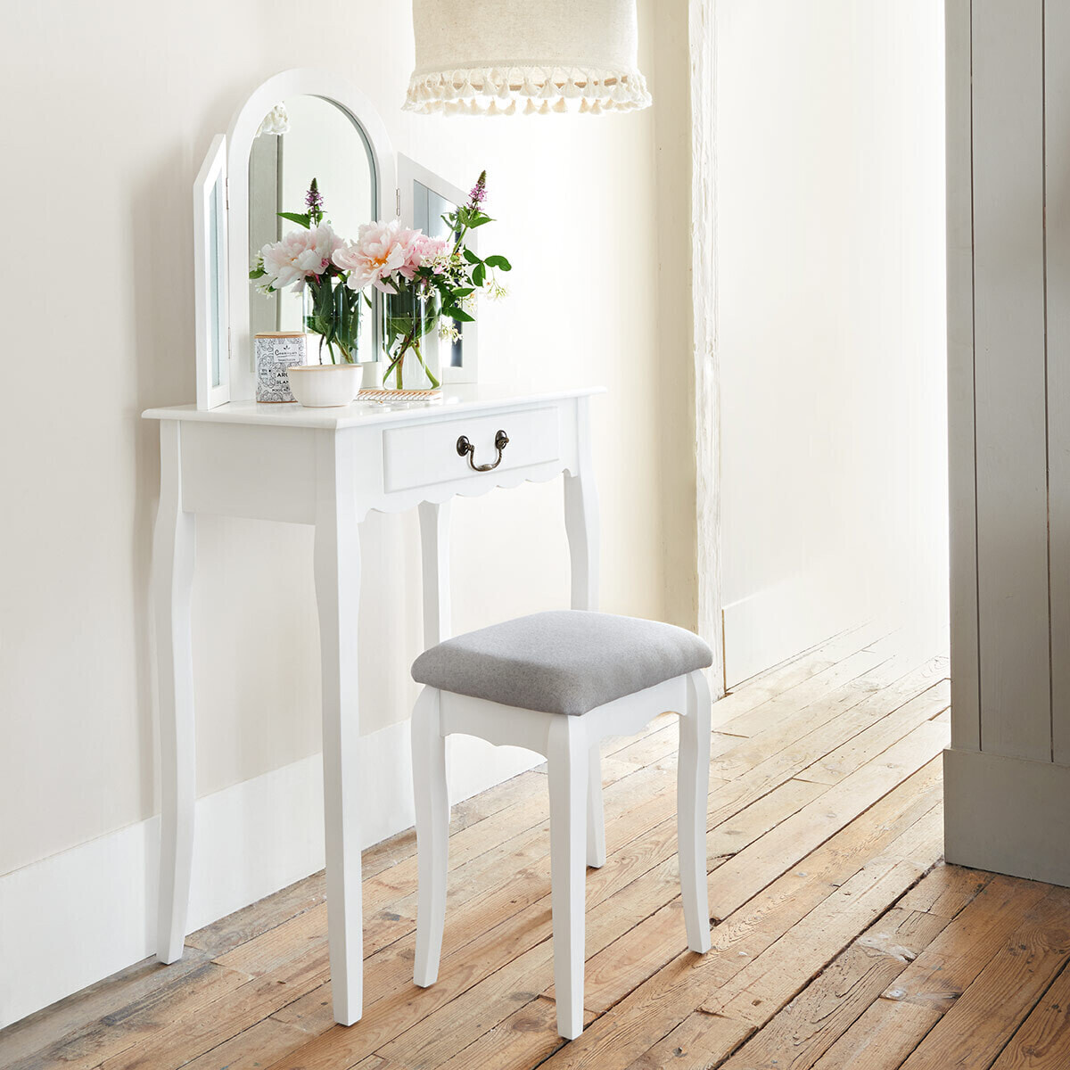 Coiffeuse "Aurell" blanc 1 tiroir