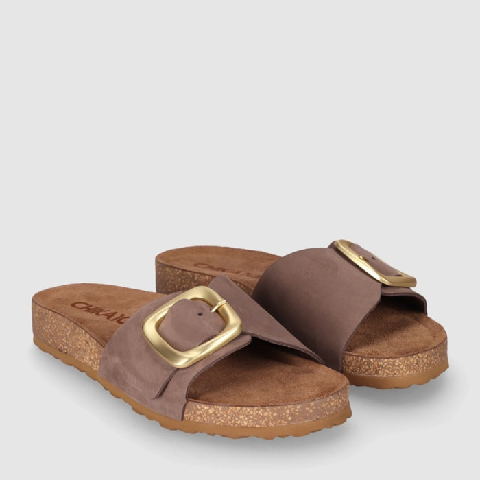 Sandalias de Piel - Marron - Tacón: Bajo