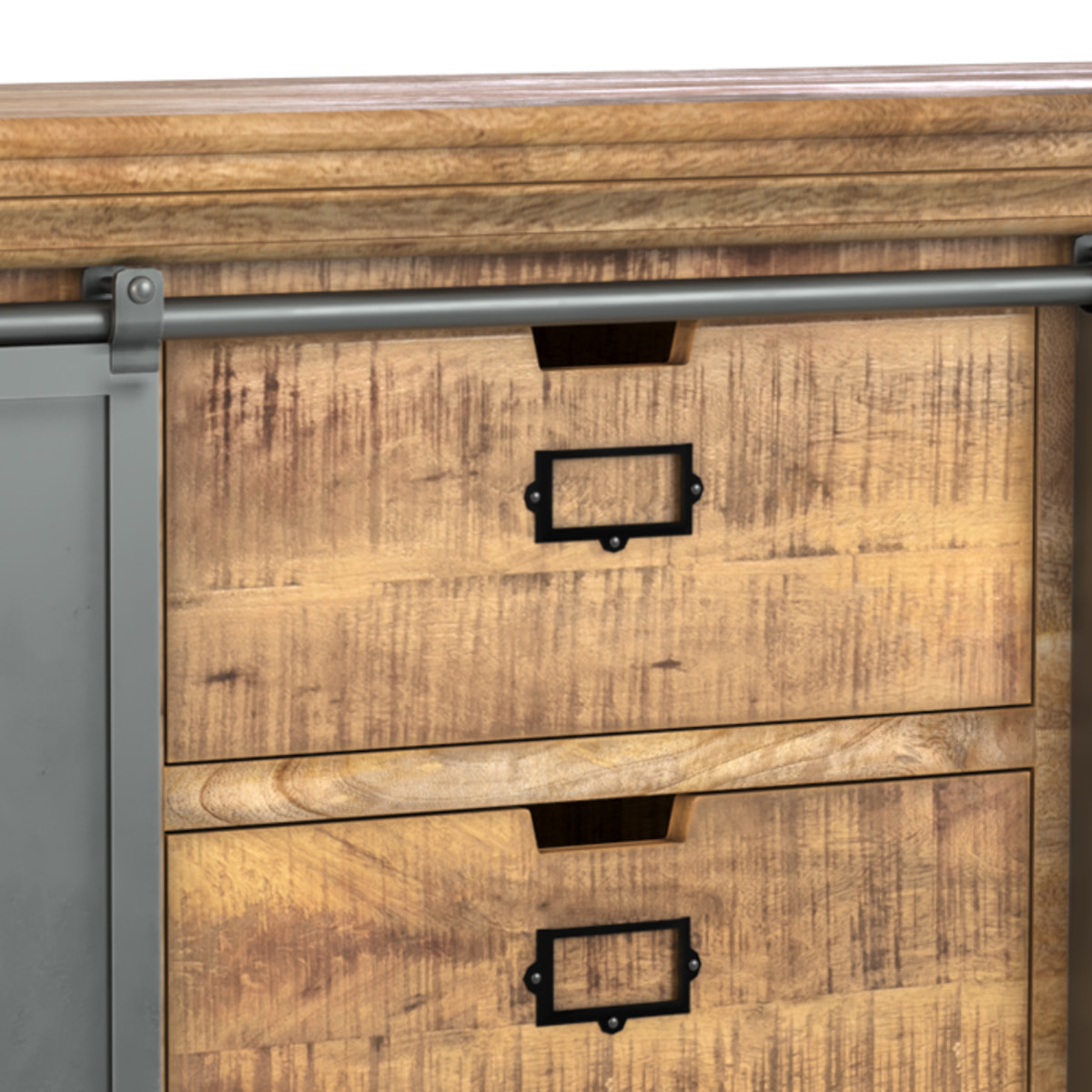 Buffet en bois 3 tiroirs 2 portes coulissantes en métal - Tabuk