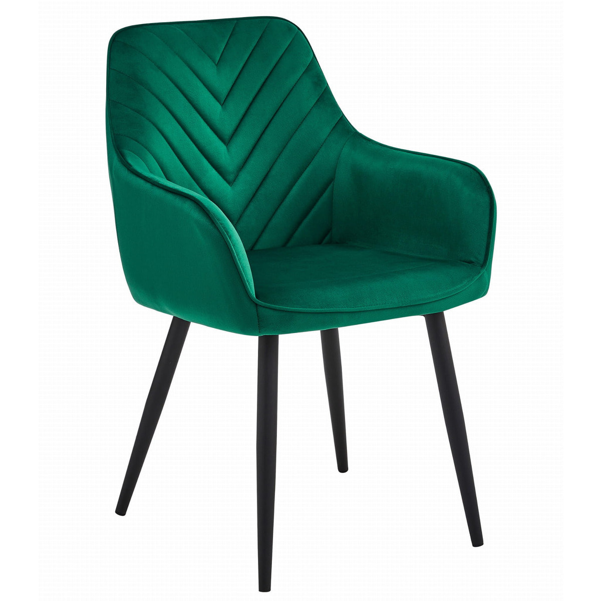 Sedia Nana in Velluto Verde Smeraldo con Gambe Nere