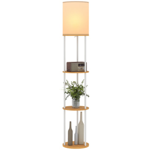 Lámpara de Pie con Estantes, Lámpara con 3 Temperaturas de Color, Control Remoto, Bombilla E27, para Salón, Dormitorio, Oficina, Natural