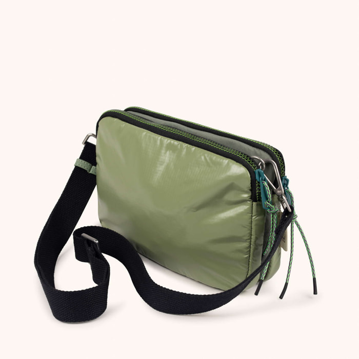 Bolso Bandolera Doble en Poliamida Reciclada DEEP RECYCLED CROSSBODY DOUBLE KHAKI