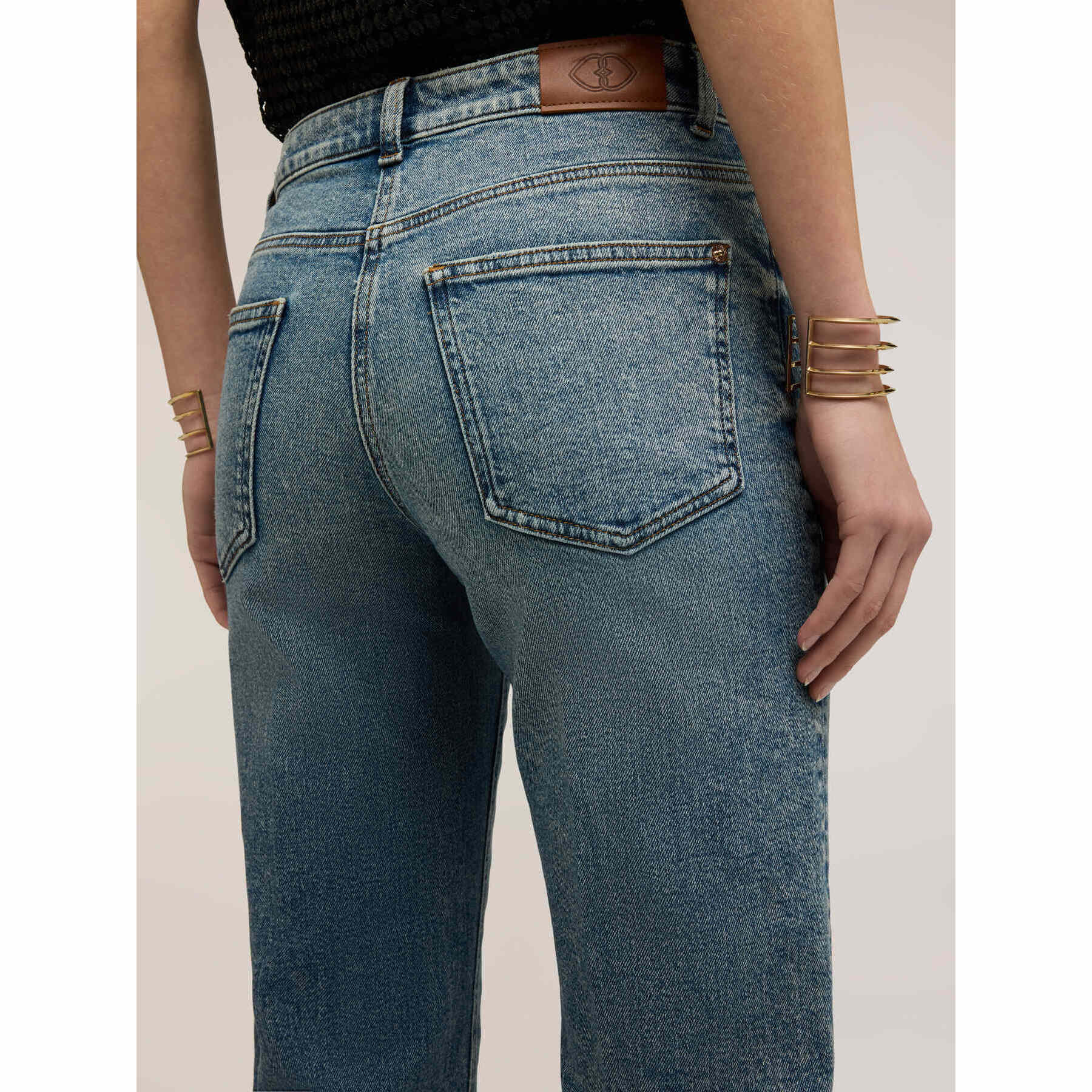 Motivi - Jeans regular con orlo ripiegato - Blu