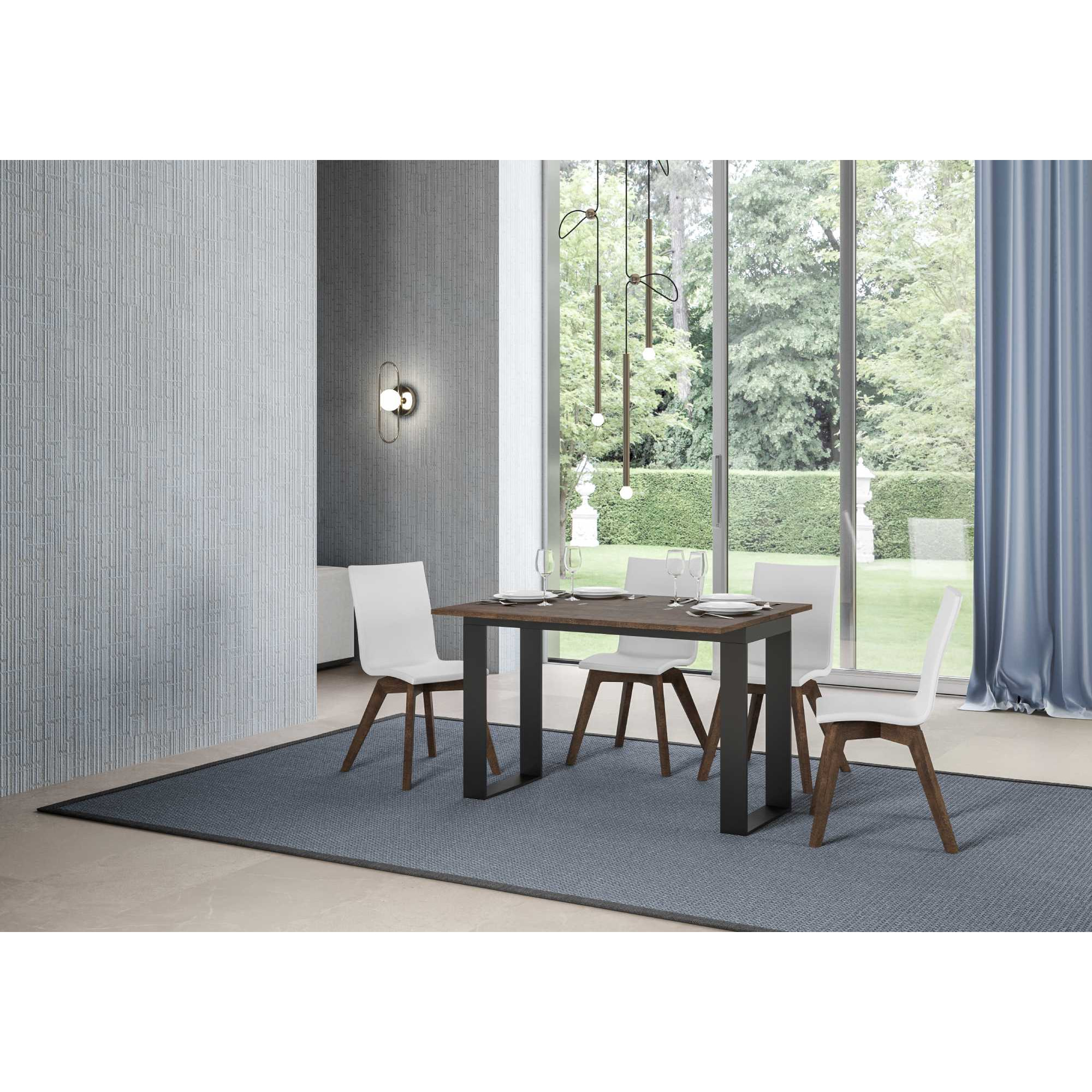 Tavolo apribile 120/200x45/90 cm Tecno Double Noce telaio Antracite