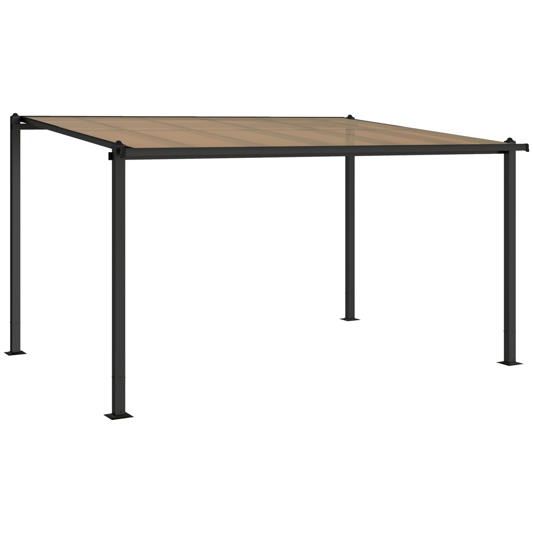 Pergola adossée alu polycarbonate 3,8 x 3 m gouttières intégrées