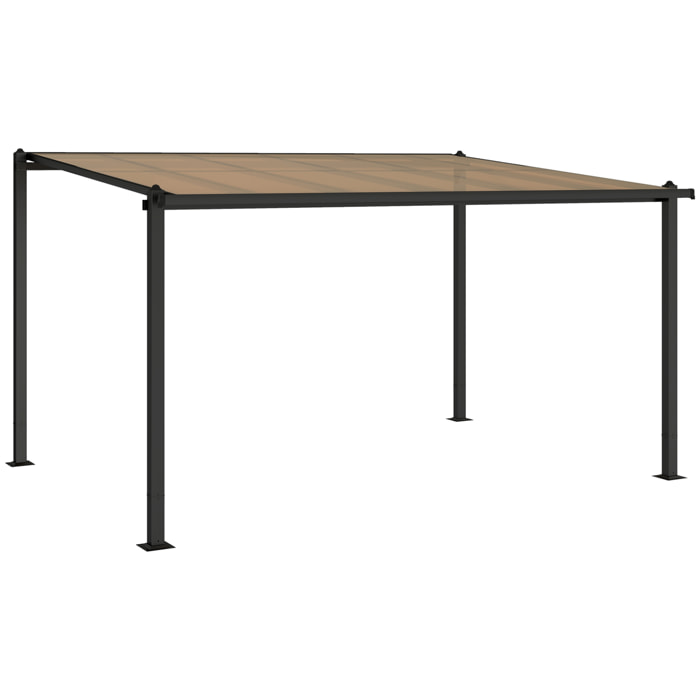 Pergola adossée alu polycarbonate 3,8 x 3 m gouttières intégrées