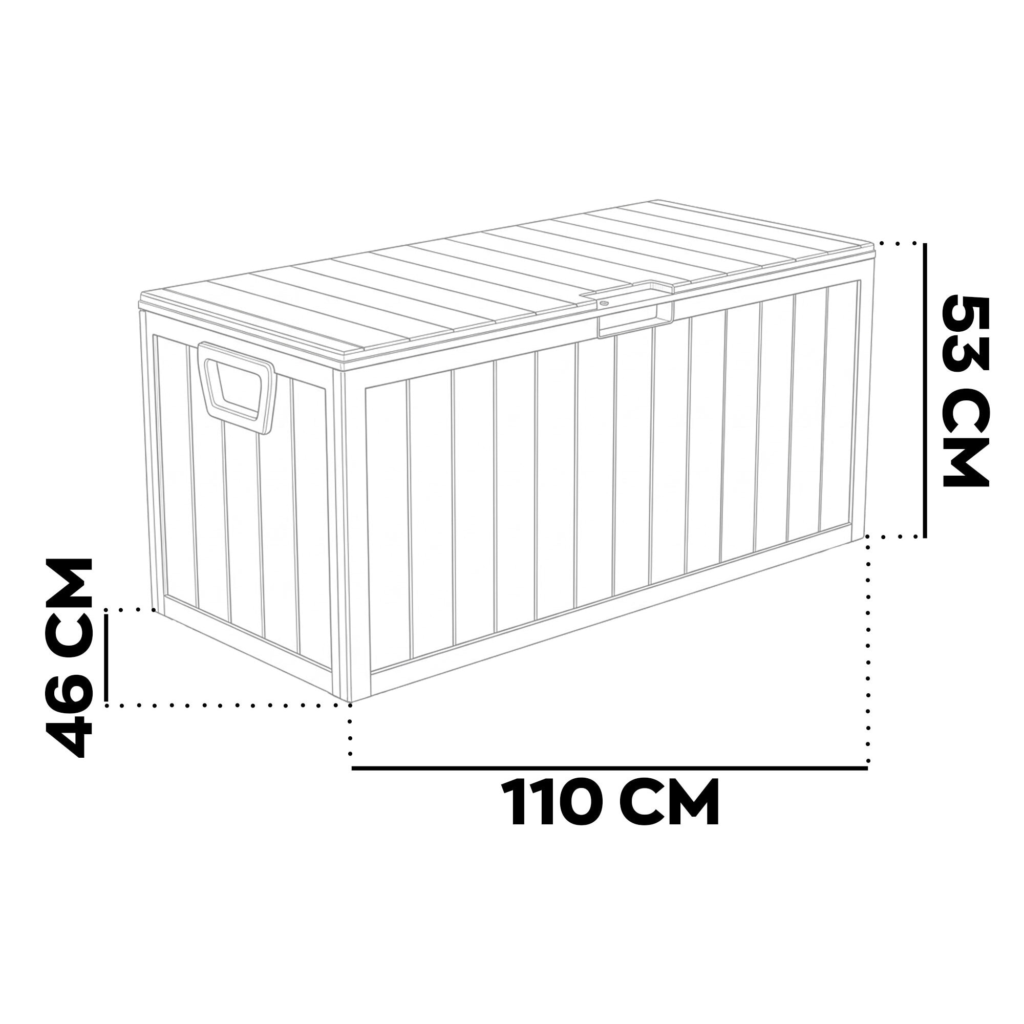 Neo 75 - Baule Portaoggetti da Giardino 110x46x53 cm 285 lt Contenitore Lucchettabile in Resina Bianco