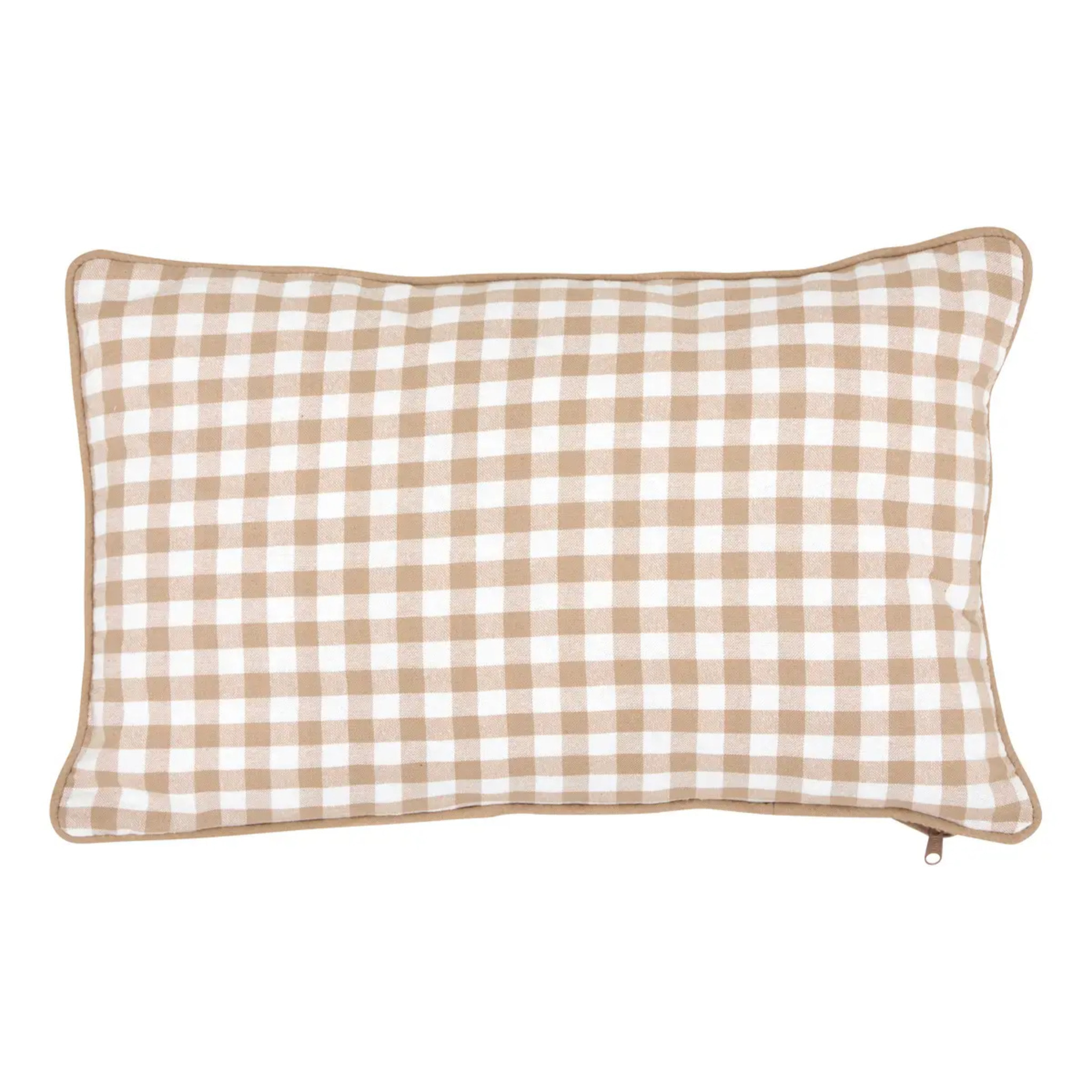 Coussin Groove 50x30cm vichy beige lin