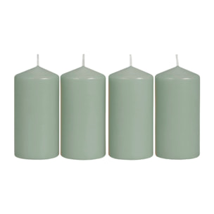 Set de 4 velas de cera en color menta ø5x10cm y 25h de combustión