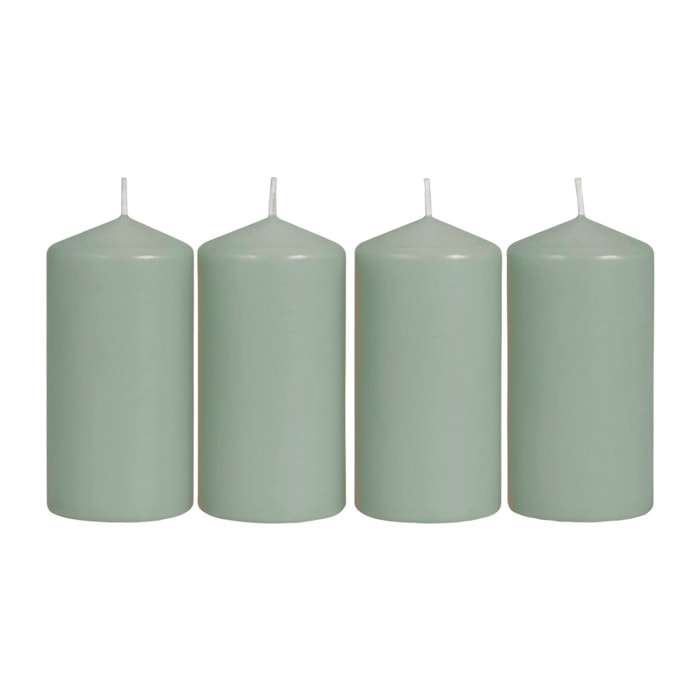 Set de 4 velas de cera en color menta ø5x10cm y 25h de combustión