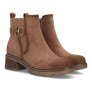 Botines para mujer con hebilla y tacón