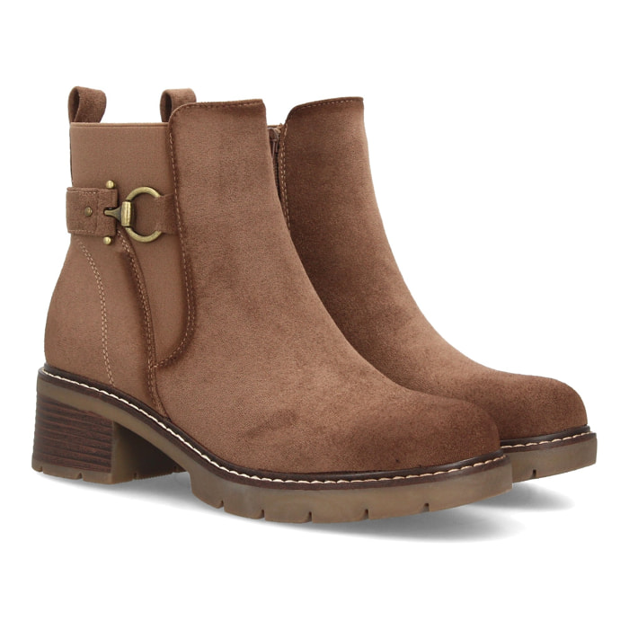 Botines para mujer con hebilla y tacón