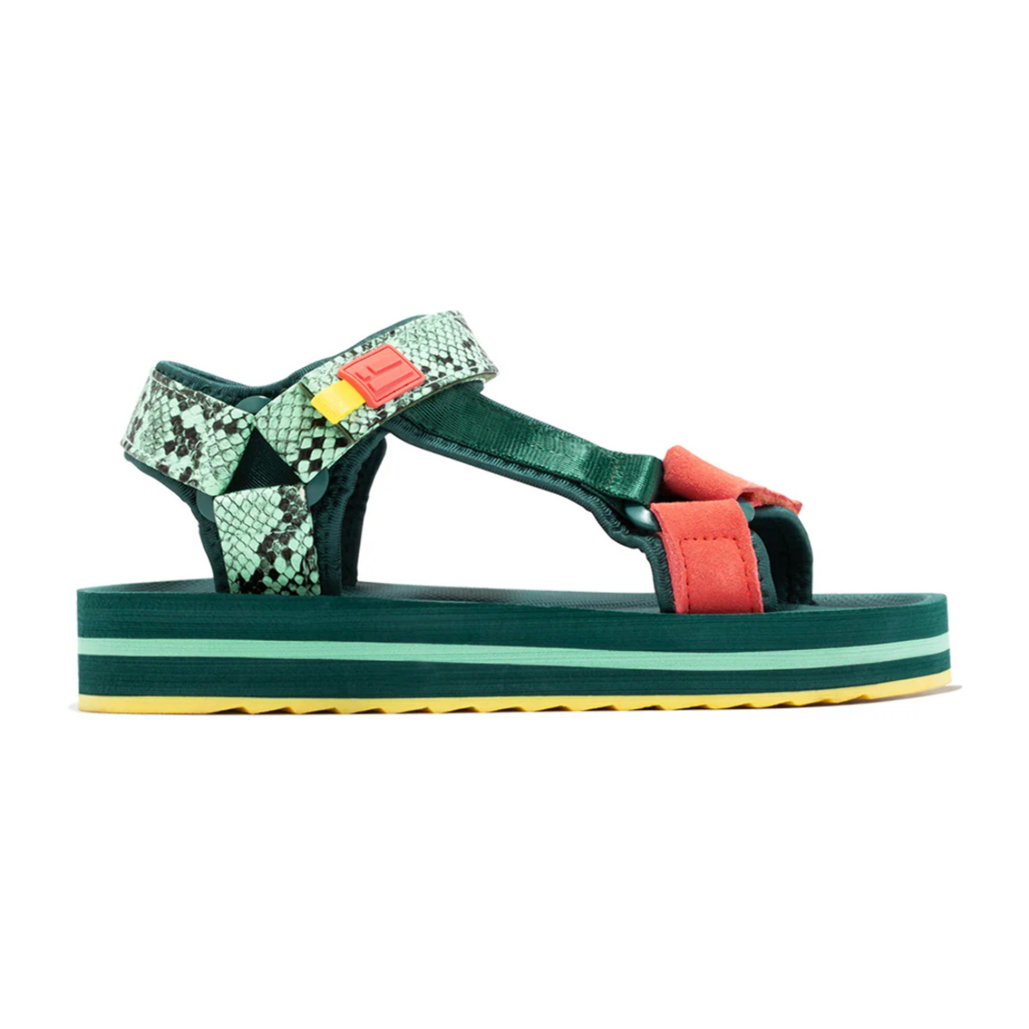 Sandalias Mujer Forest High Franjas Verde