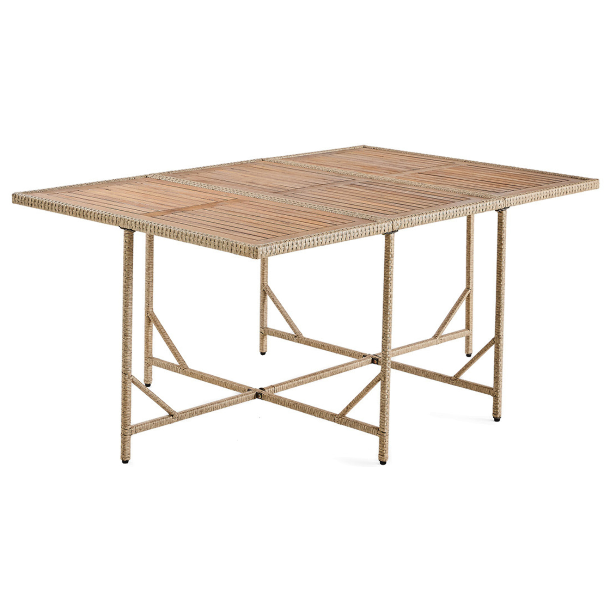 Cuba – salon de jardin encastrable en résine tressé beige - 10 places - coussins beige + housse de protection - Beige