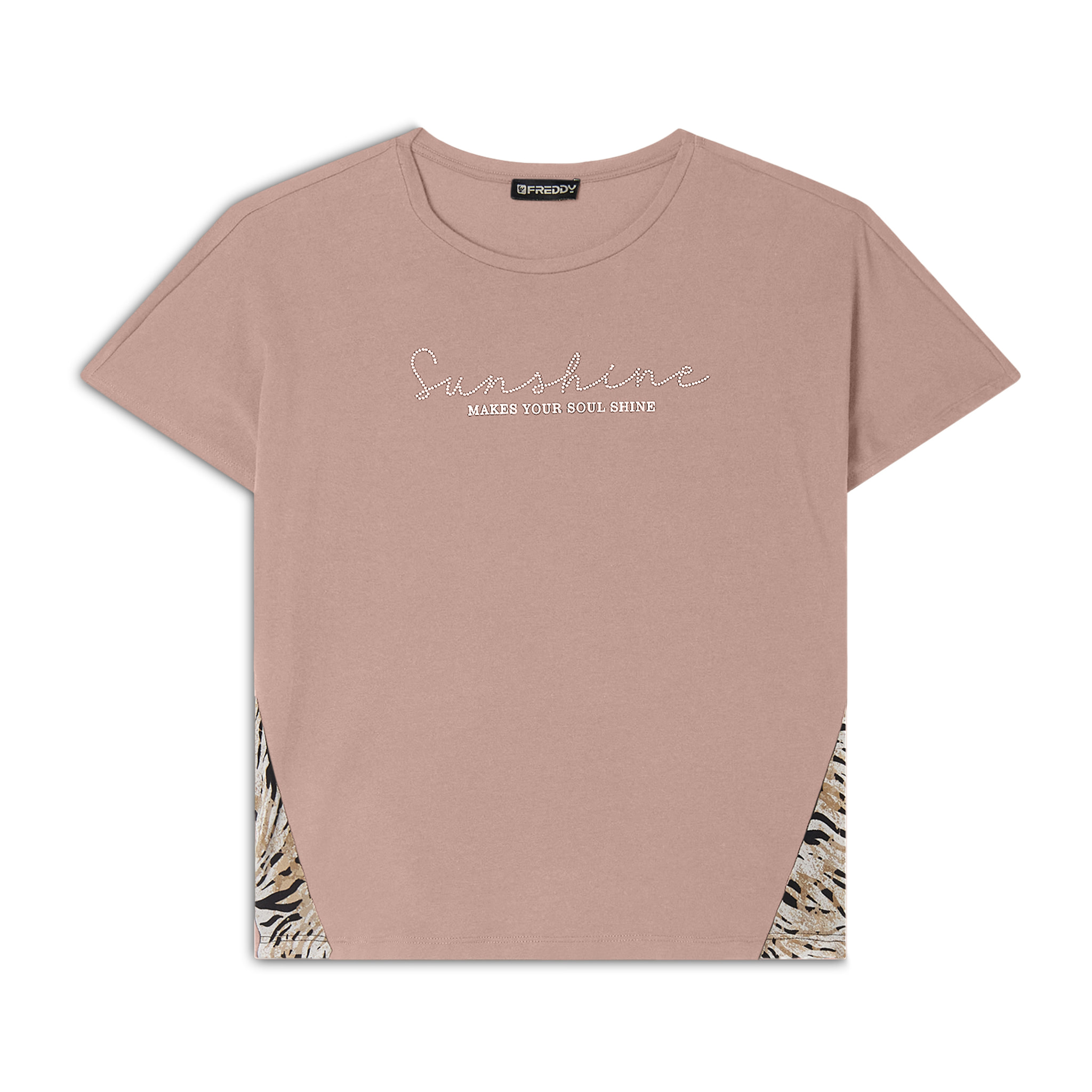 T-shirt maniche a kimono con stampa fantasia sui fianchi