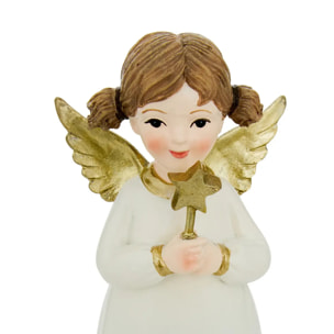 Anges de Noël enfants en résine H. 13 cm