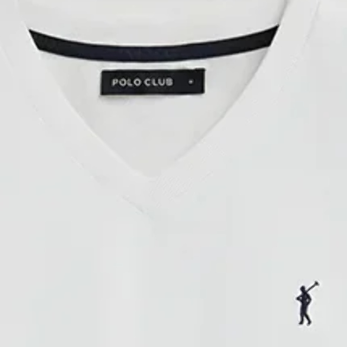 Camiseta blanca de cuello pico con logo Rigby Go