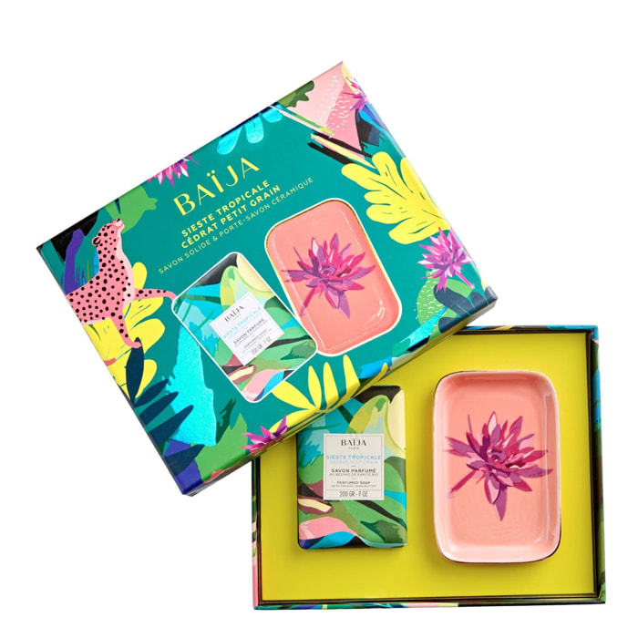 Sieste Tropicale - Coffret Savon Solide 200 g + Porte-Savon Céramique