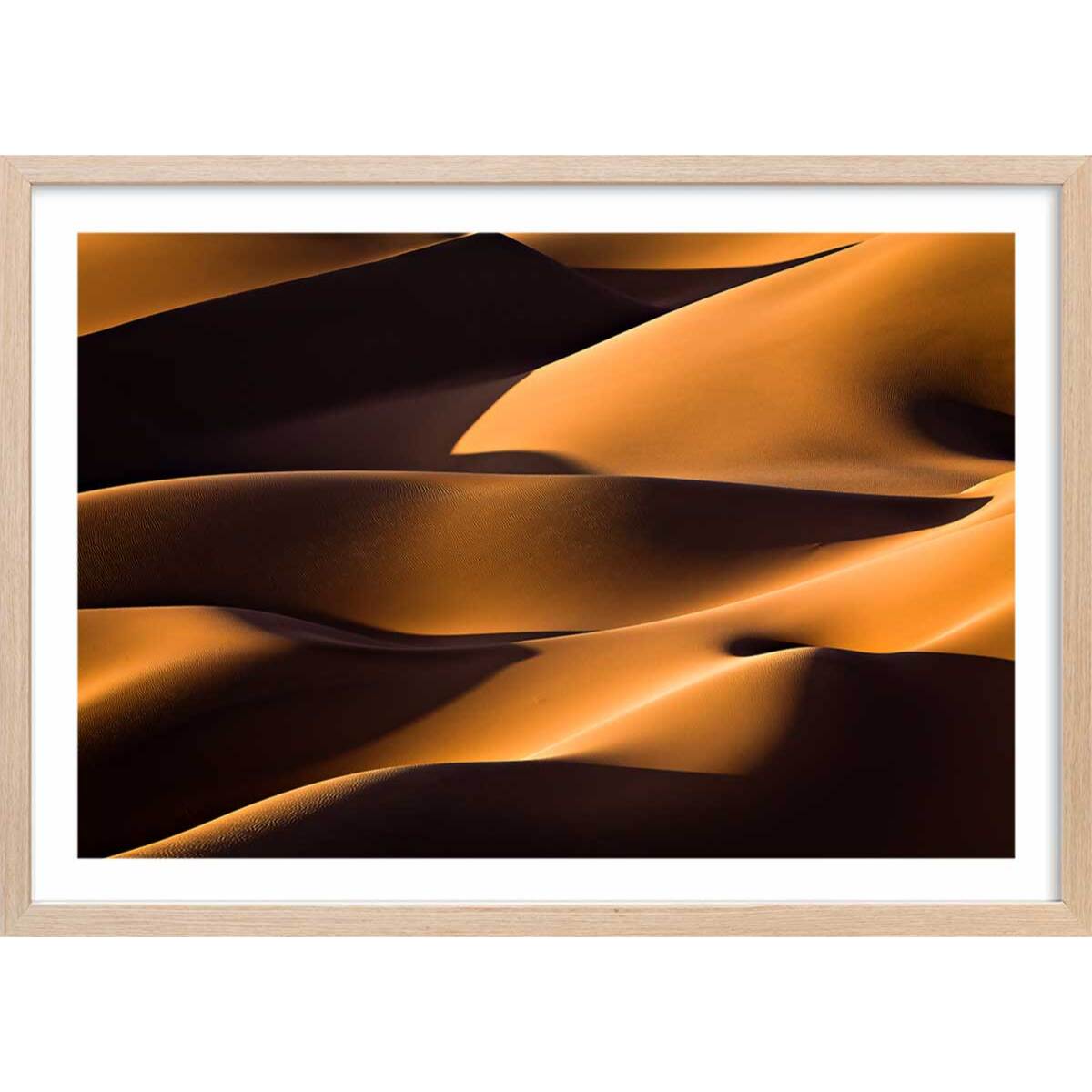 Affiche paysage dune et lumière Affiche + cadre en bois - Chêne