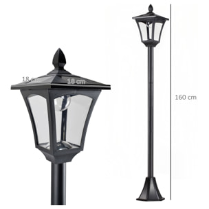 Conjunto de 2 Farolas Solares Luces Solares para Jardín con Panel Solar Encendido Automático Impermeable IP44 para Terraza Patio 18x18x160 cm Negro