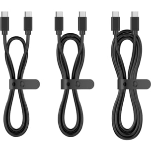 Câble USB C ESSENTIELB pack 3 câbles USB-C 0.5/1/2 M Noir